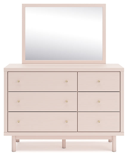 Wistenpine Full Upholstered Panel Headboard with Mirrored Dresser, Chest and Nightstand