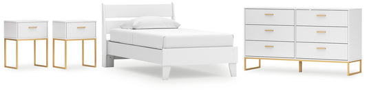 Socalle Twin Panel Platform Bed with Dresser and 2 Nightstands