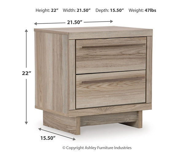 Hasbrick Queen Panel Headboard with Mirrored Dresser and 2 Nightstands